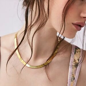 Free People Necklace Designer Dea Dia Herringbone 14k Gold plated Jewelry